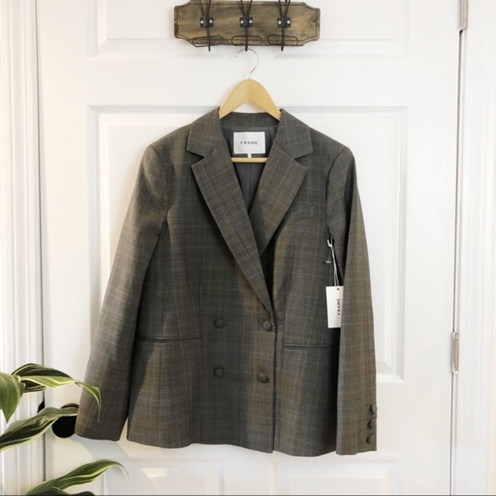 Frame Glen Double Breasted Plaid Blazer SZ 6